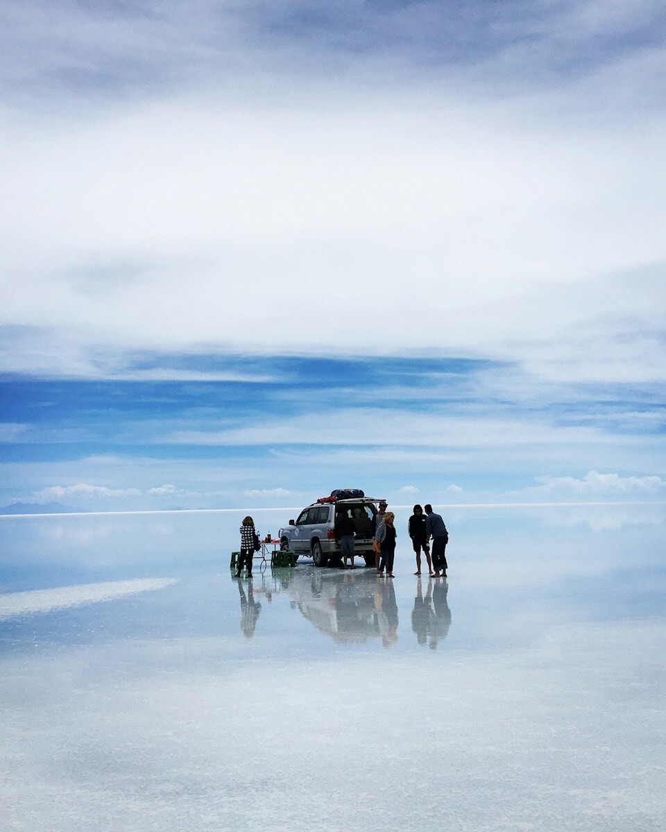 people standing near silver SUV