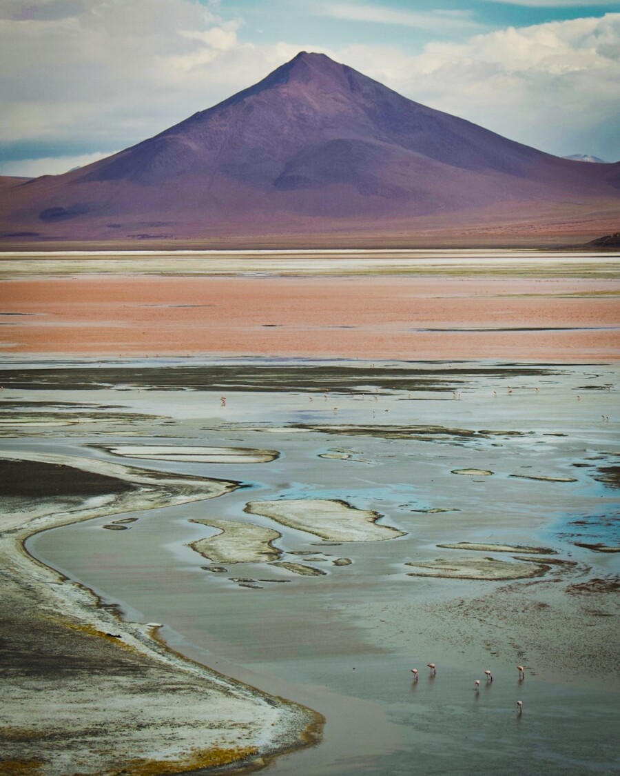 brown and white mountain near body of water during daytime